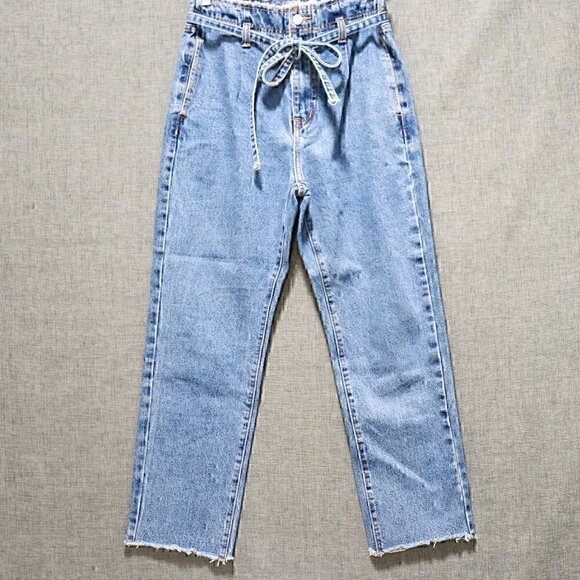 MOMOKROM Denim - Paper Bag High Waist Jeans Size 8 Pleated Trouser Denim Raw Hem